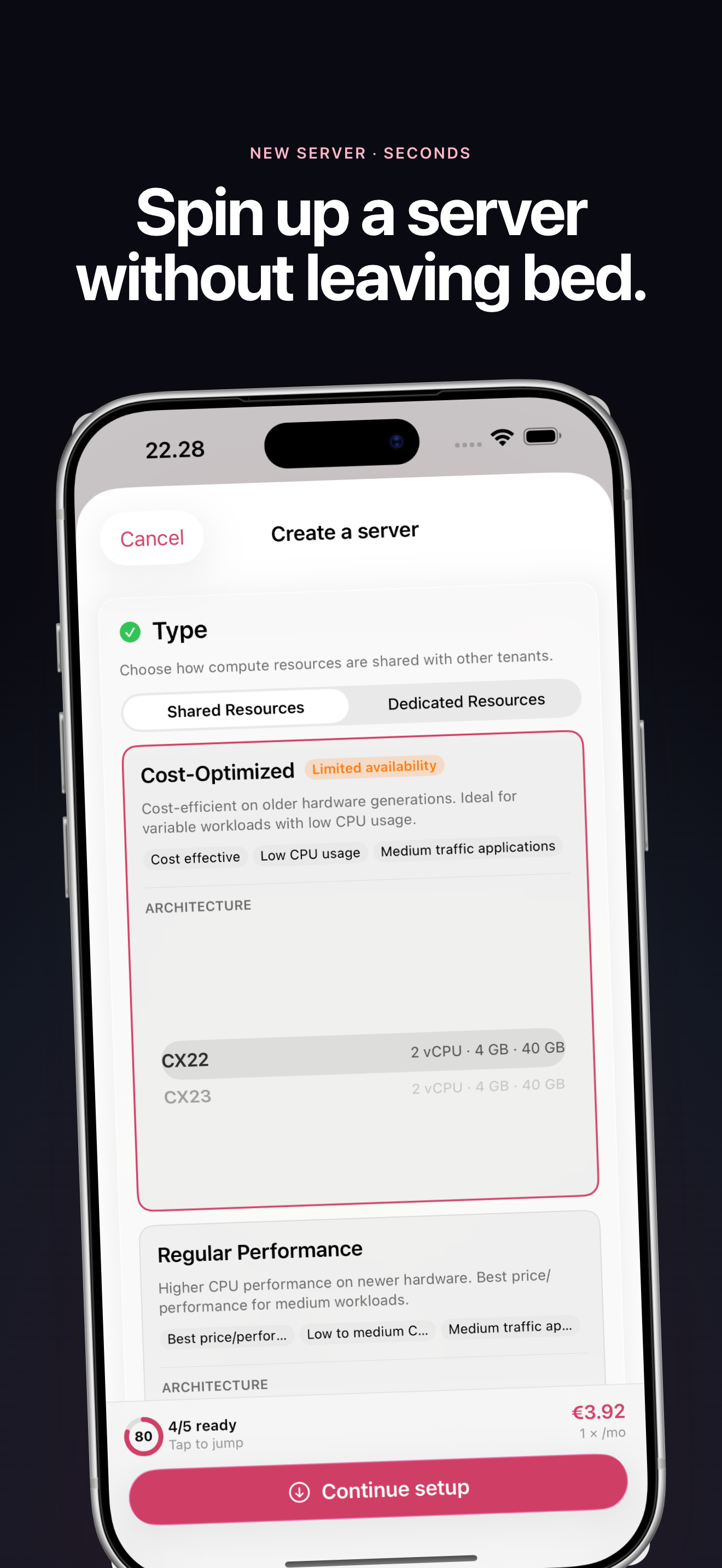 Create servers from your phone