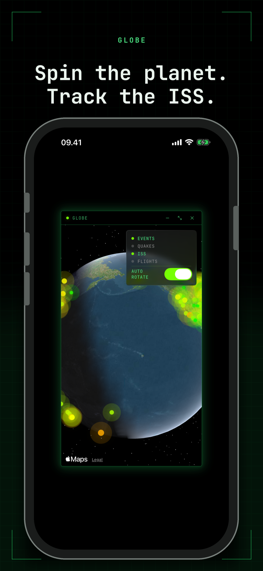 3D globe view (iPhone)